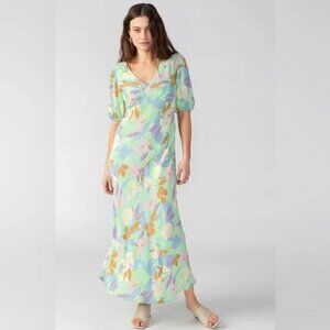 NEW Sanctuary tie back maxi dress in green/multi pattern- Size 14W (1X)